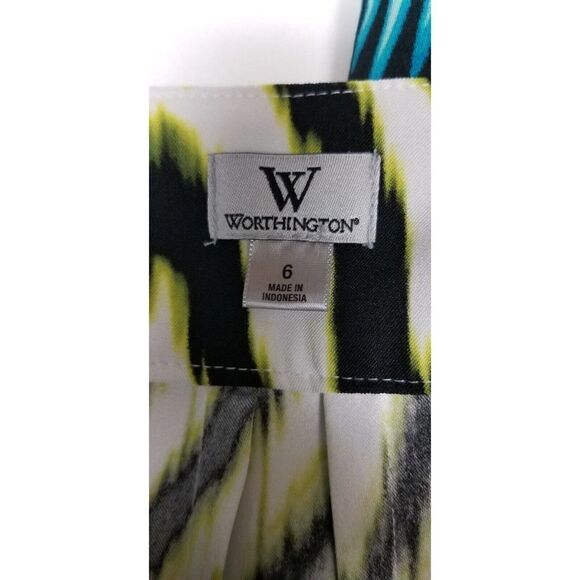 Women's Worthington Multicolor Green white & Black Pleated Skirt Size 6 - Picture 5 of 5